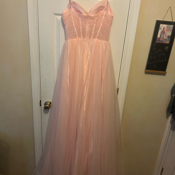 Women's👱🏽‍♀️V Neck Sleeveless Tulle Empire Waist Split Formal Dress👗Sz 9 - Picture 10 of 13